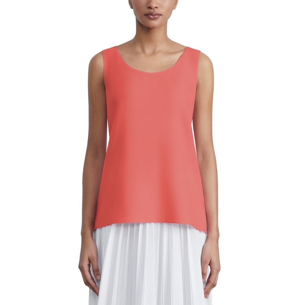 Lafayette 148 New York Finley Silk Georgette Tank Stamped Poppy Red XS